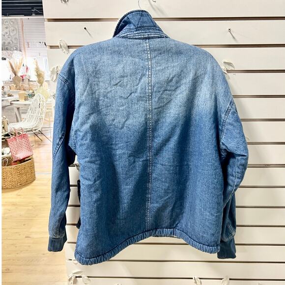 NWT Guess Lana Sherpa-Lined Long Sleeve Trucker Jacket Noka Wash Women's Size XS - Picture 8 of 8